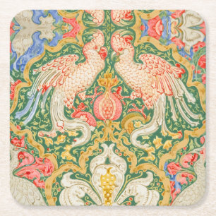 Dessous-de-verre Carré En Papier Illustration vintage de Walter Crane avec un cacat
