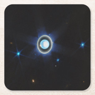 Dessous-de-verre Carré En Papier Image de la planète Uranus avec des anneaux et des