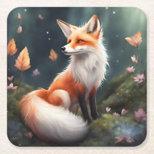 Dessous-de-verre Carré En Papier Imaginaire Fox Nature Art