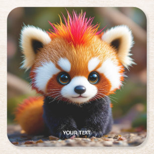 Dessous-de-verre Carré En Papier Imaginaire mignon Panda Red Hai