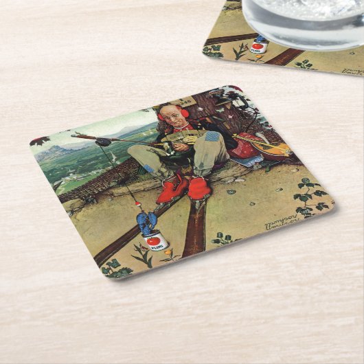 Dessous-de-verre Carré En Papier Imbécile d'avril, 1945 (Incliné)