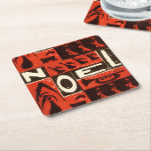 Dessous-de-verre Carré En Papier Impression bloc rouge Noel (Incliné)
