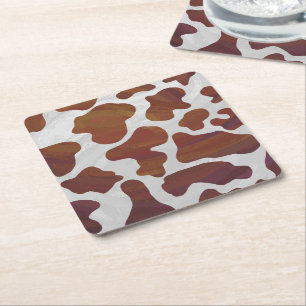 Dessous-de-verre Carré En Papier Impression Brown et blanche de vache