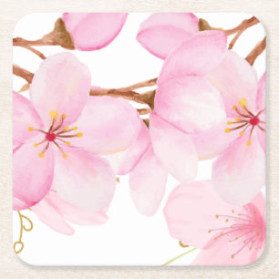 Dessous-de-verre Carré En Papier Impression de fleurs de cerisier