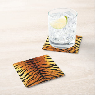 Dessous-de-verre Carré En Papier Impression de peau de tigre