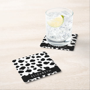 Dessous-de-verre Carré En Papier Impression De Vache, Spots De Vache, Noir Et Blanc