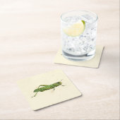 Dessous-de-verre Carré En Papier Impression encadrée de sauterelles vertes (En situation)