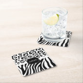 Dessous-de-verre Carré En Papier Impression Lepard / Impression Zebra (En situation)