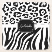 Dessous-de-verre Carré En Papier Impression Lepard / Impression Zebra (Devant)