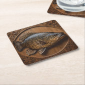 Dessous-de-verre Carré En Papier Impression textuelle 3D Australian Murray Cod, (Incliné)