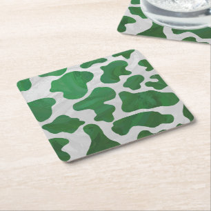 Dessous-de-verre Carré En Papier Impression verte et blanche de vache