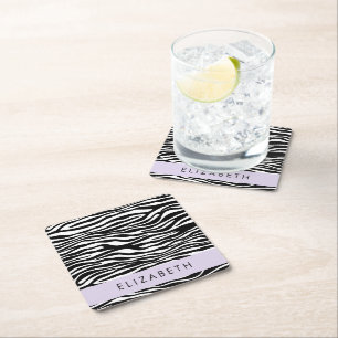 Dessous-de-verre Carré En Papier Impression Zèbre, Grilles, Noir Et Blanc, Votre No