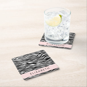 Dessous-de-verre Carré En Papier Impression Zèbre, Grilles, Noir Et Blanc, Votre No