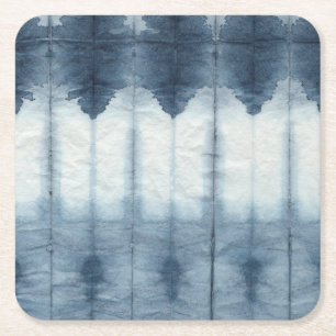 Dessous-de-verre Carré En Papier Imprimer Shibori Indigio
