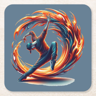 Dessous-de-verre Carré En Papier Incendie De Rue Avec Énergie Urbaine