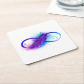 Dessous-de-verre Carré En Papier Infinity with purple feather (Incliné)