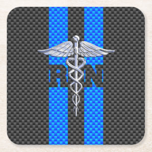 Dessous-de-verre Carré En Papier Infirmière inscrite RN Caduceus Carbon Fiber Strip
