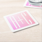 Dessous-de-verre Carré En Papier Initiales de couple | Gradation rose subtile (Incliné)