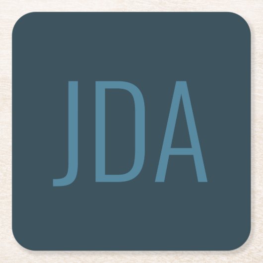 Dessous-de-verre Carré En Papier Initiales Simples | Blues (Devant)