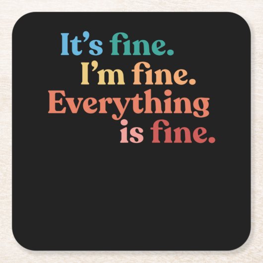Dessous-de-verre Carré En Papier Introvert It's Fine Tout est fin Anxiété (Devant)