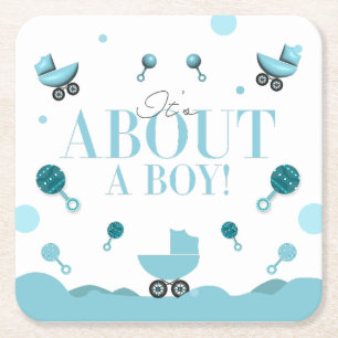 Dessous-de-verre Carré En Papier Invitation pour une Baby Shower pour un Garçon - S
