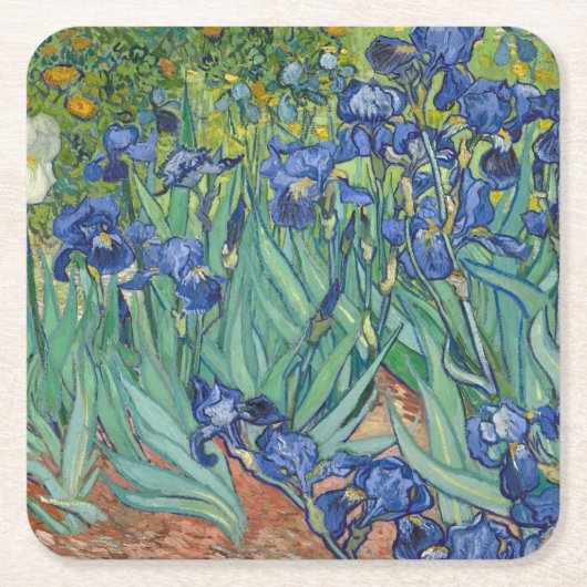 Dessous-de-verre Carré En Papier Irises par Van Gogh (Devant)