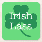Dessous-de-verre Carré En Papier Irish Lass Green Shamrock St. Patrick's Day Party (Devant)
