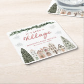 Dessous-de-verre Carré En Papier It Takes a Village Snowflake Winter Baby Shower (Incliné)