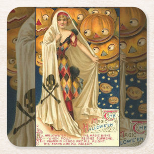 Dessous-de-verre Carré En Papier Jack-o'-lantern antique Halloween