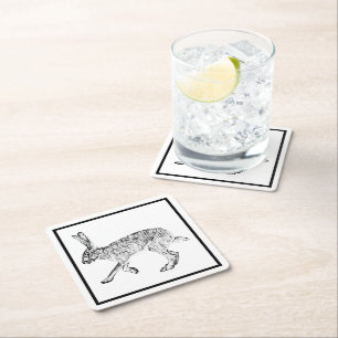 Dessous-de-verre Carré En Papier Jacklapin du sud-ouest Noir et blanc