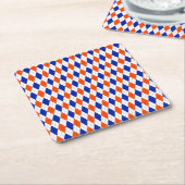 Dessous-de-verre Carré En Papier Jacquard orange et bleu diamant (Incliné)