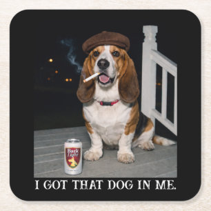 Dessous-de-verre Carré En Papier J'ai Ce Chien En Moi, Idée De Mème Drôle De Basset