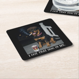Dessous-de-verre Carré En Papier J'ai Ce Chien En Moi, Personnalité Drôle De Rottwe