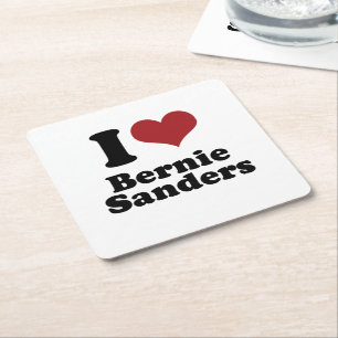 Dessous-de-verre Carré En Papier J'aime des ponceuses de Bernie pour le président