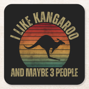 DESSOUS-DE-VERRE CARRÉ EN PAPIER J'AIME LES KANGAROUS ET PEUT-ÊTRE 3 PERSONNES