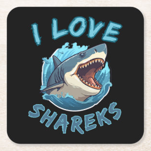 Dessous-de-verre Carré En Papier J'aime les requins Fisher