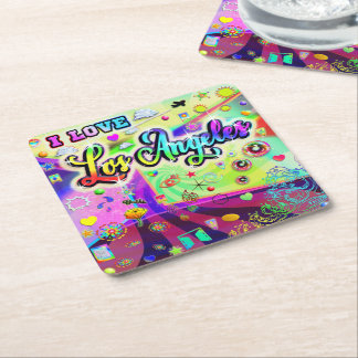 Dessous-de-verre Carré En Papier J'AIME Los Angeles Cool Energy Dessous de verre