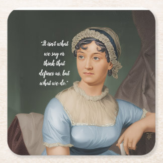 Dessous-de-verre Carré En Papier Jane Austen portrait and quote
