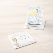 Dessous-de-verre Carré En Papier JANE Blush Floral Petals & Prosecco Enterrement de (En situation)