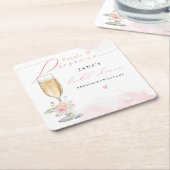 Dessous-de-verre Carré En Papier JANE Blush Floral Petals & Prosecco Enterrement de (Incliné)