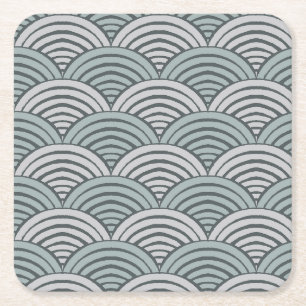 Dessous-de-verre Carré En Papier Japandi Agritourisme Gris Vagues Main Tirée Pétonc