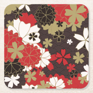 Dessous-de-verre Carré En Papier Japonais Sakura Art Vintage motif floral