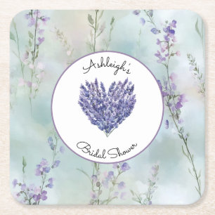 Dessous-de-verre Carré En Papier Jardin de fleurs de lavande romantique pour une ba