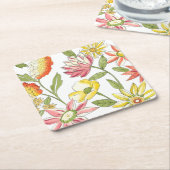 Dessous-de-verre Carré En Papier Jardin fleuri avec Arrière - plan blanc (Incliné)