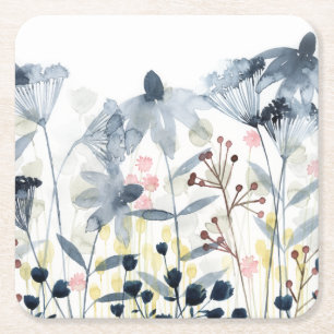 Dessous-de-verre Carré En Papier Jardins posés - fleurs d'aquarelle