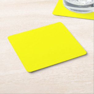 Dessous-de-verre Carré En Papier Jaune Fluo Neon Couleur Personnaliser Ceci!