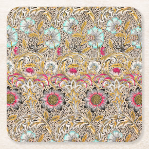 Dessous-de-verre Carré En Papier Jaune vintage rose Corncockle de William Morris