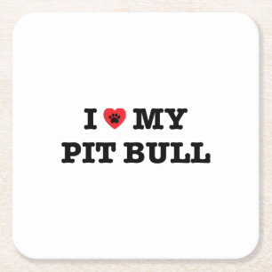 Dessous-de-verre Carré En Papier Je Coeur Mon Pit Bull
