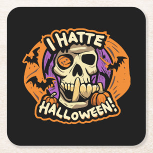 Dessous-de-verre Carré En Papier je déteste halloween