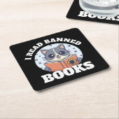 Dessous-de-verre Carré En Papier Je lis des livres interdits (Incliné)